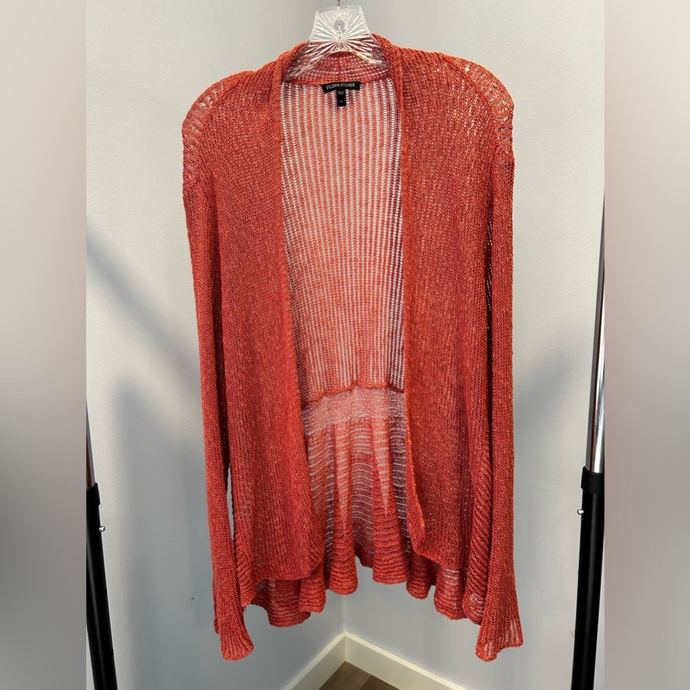 Eileen Fisher Women's Open-Front Cardigan in Rust